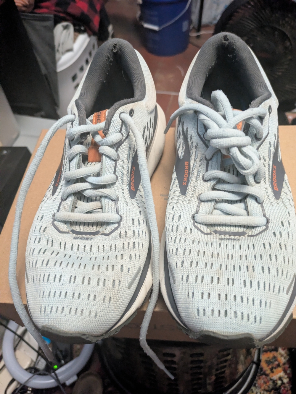 Brooks Women's Ghost 13 Running Shoes — Light Gray with Orange Logo - Picture 3 of 5